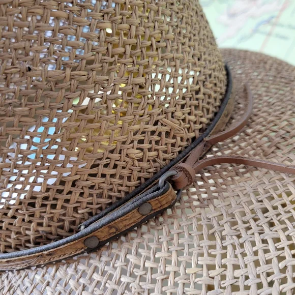 Tan Straw Cowboy Hat Rancher Western Bohemain Country Festival - Picture 3 of 8